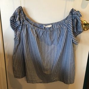 Off the shoulder striped shirt